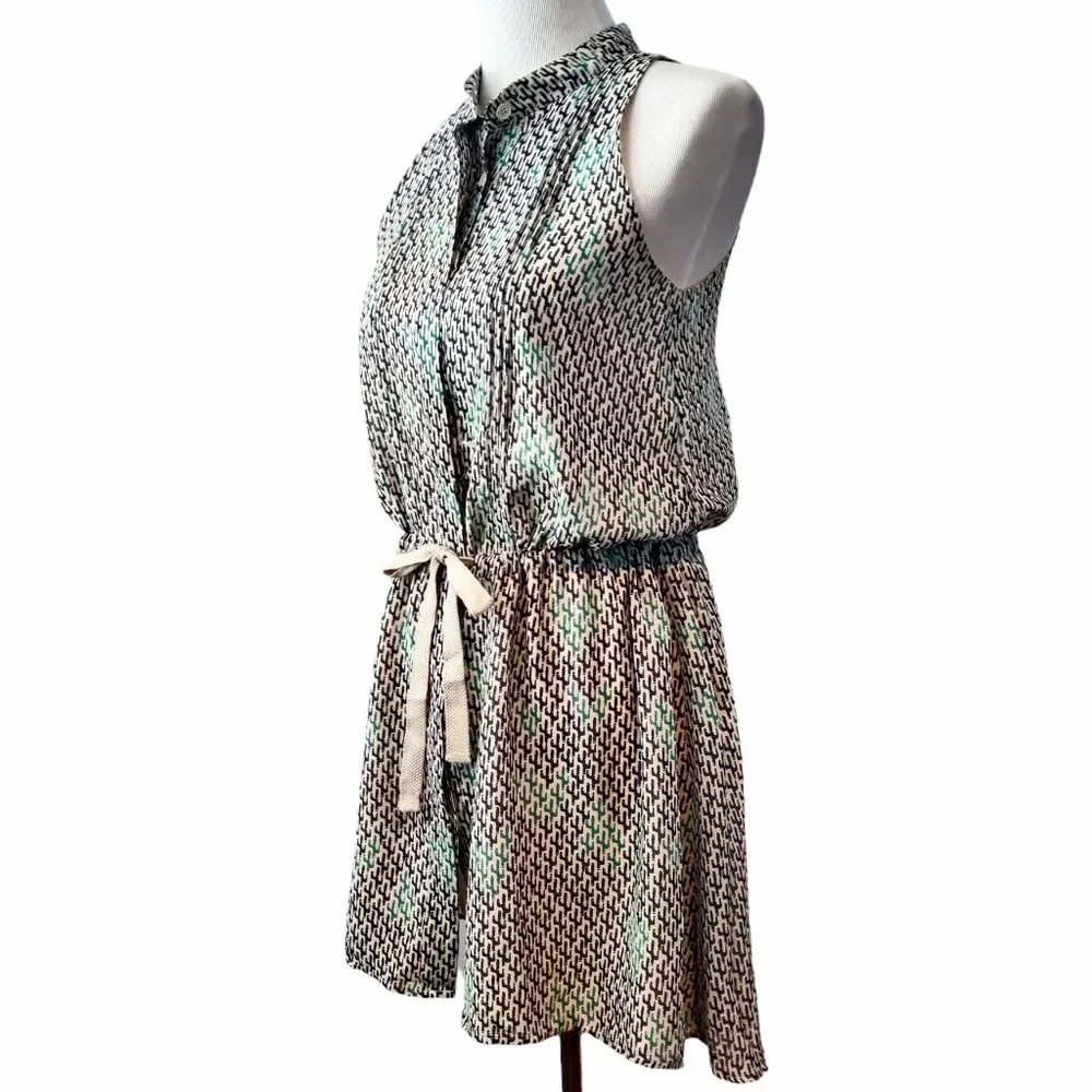 Sea New York Womens 2 Silk Cactus Print Sleeveless Tie Waist Tunic Mini Dress - Picture 3 of 10